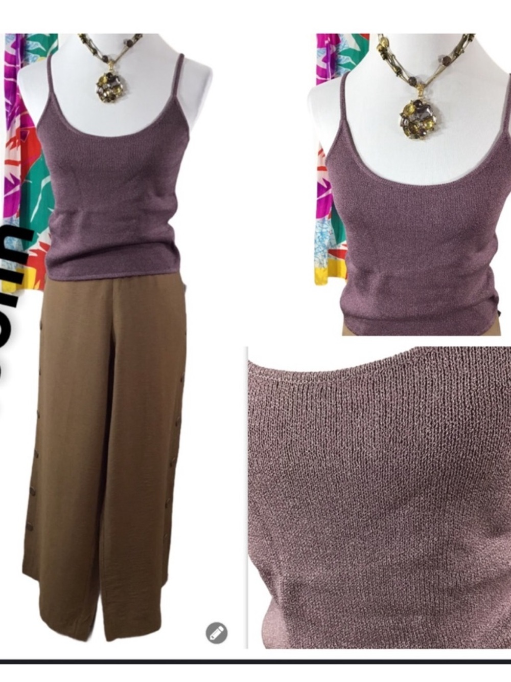 St. John berry wood knit tank